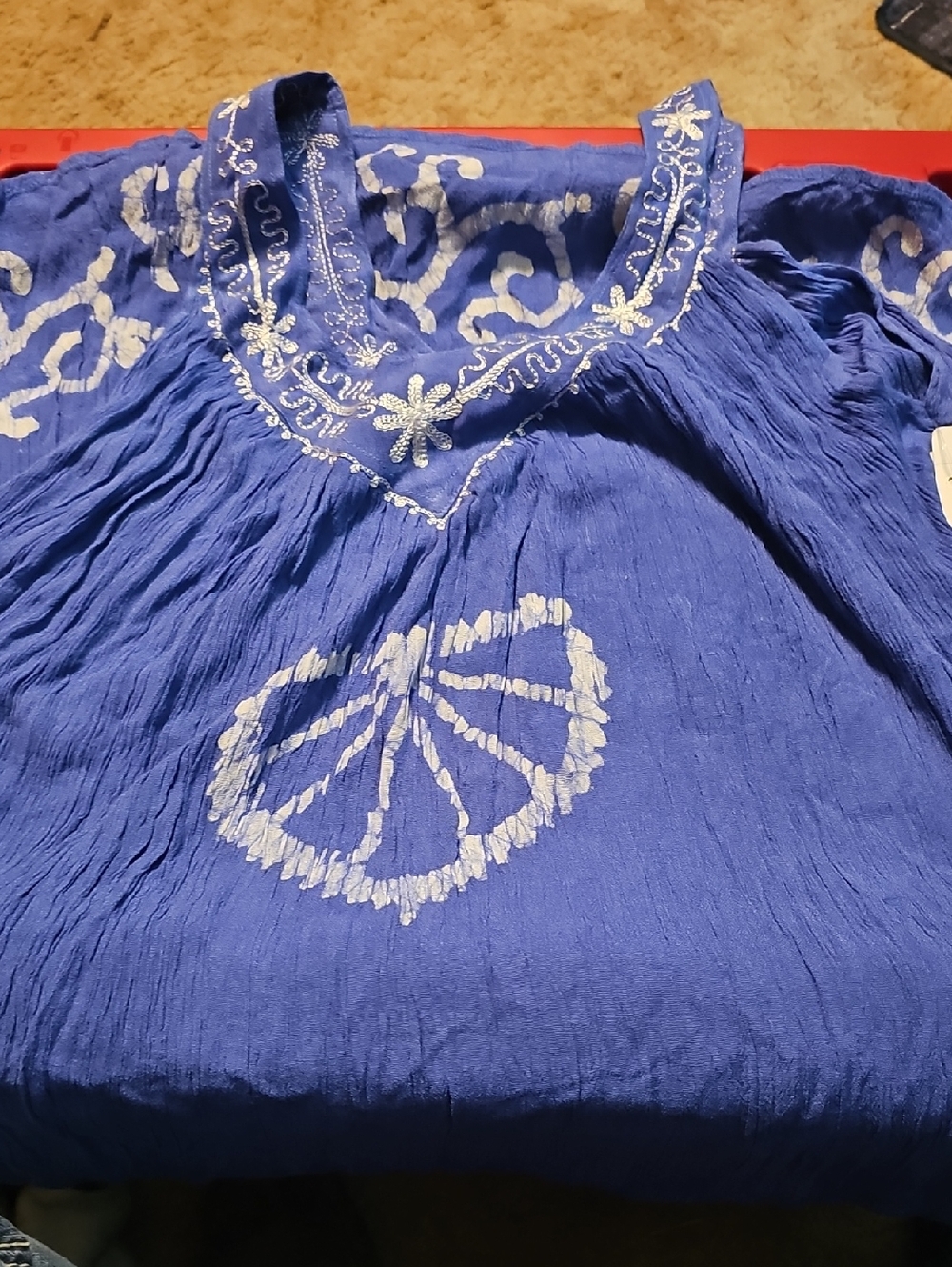 Ingear Royal Blue Embroidered V-Neck Tunic